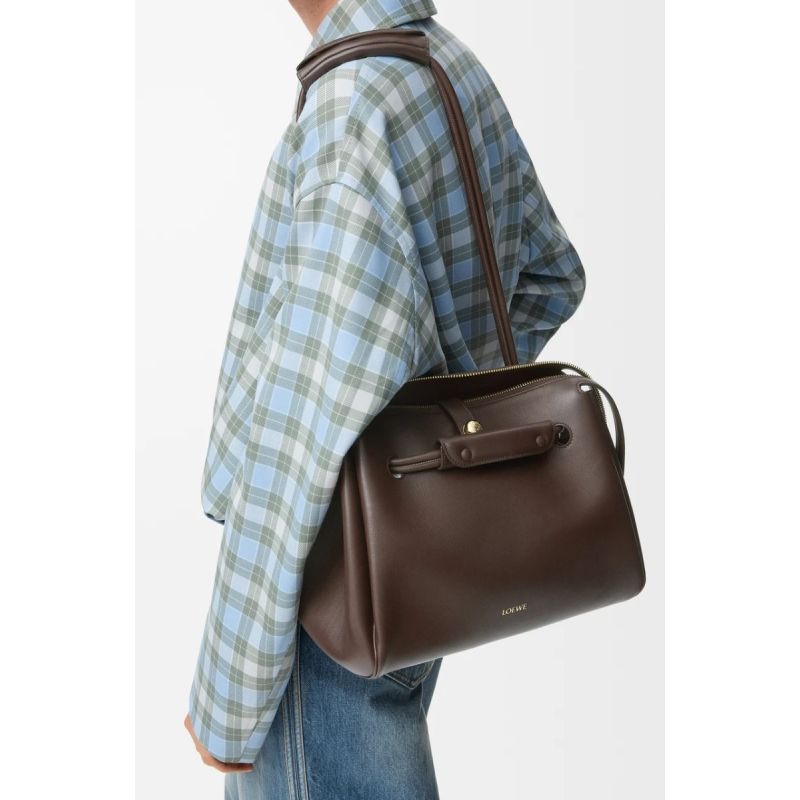 Loewe Small Madrid bag in supple calfskin-Dark Chestnut