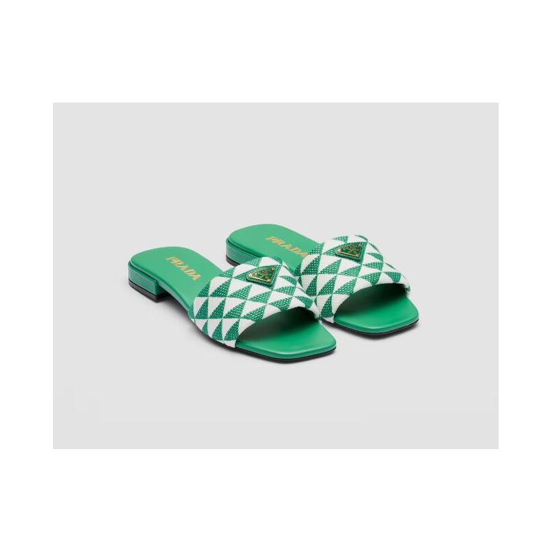 Prada Embroidered fabric slides, 35-41