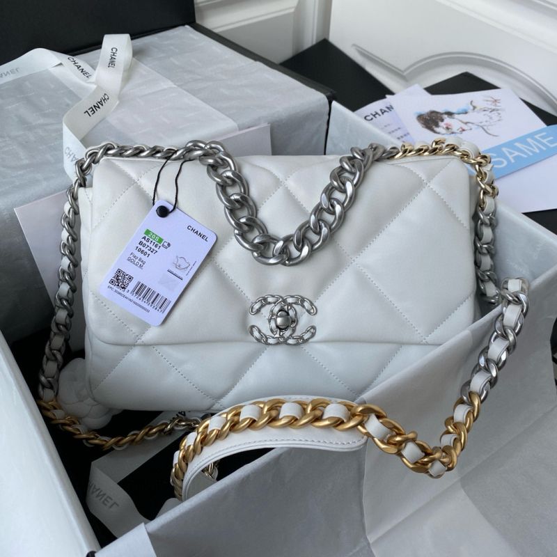Chanel 19 Large Handbag -White