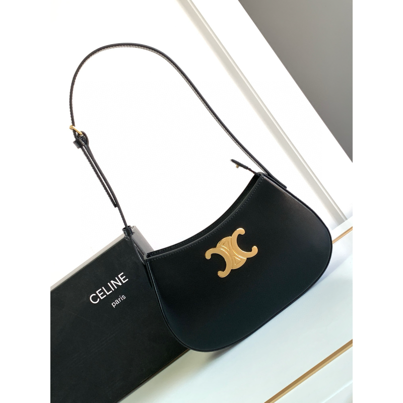 Celine Medium Tilly Bag in Shiny Calfskin-Black