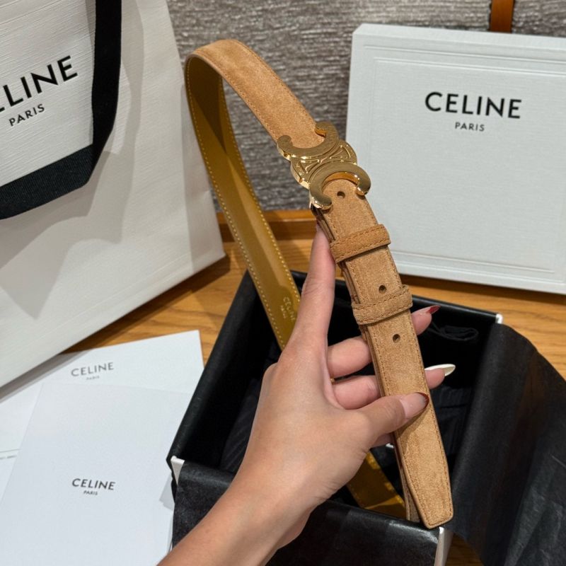 Celine Triomphe Reversible Belt 25mm in Suede calfskin