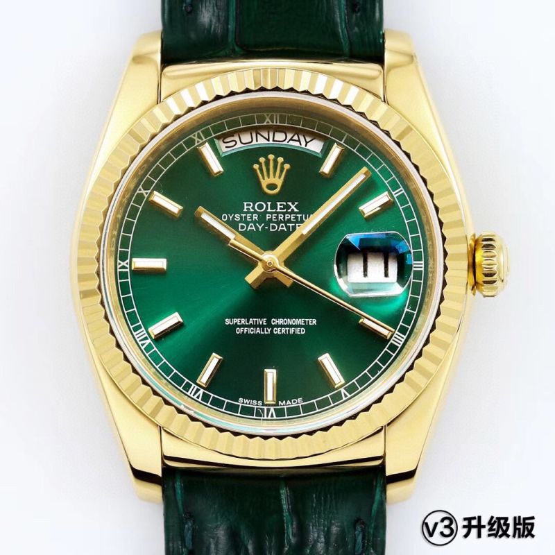 Rolex Day-Date 36mm , Oyster, leather, 18K yellow gold